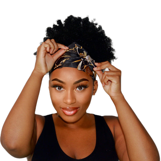 Satin Edge Scarf Black & Gold